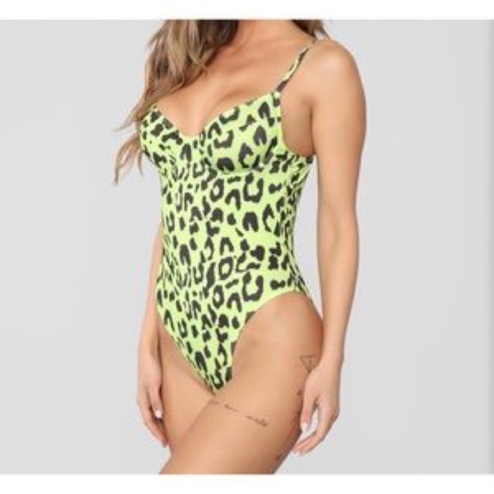 neon animal print one piece